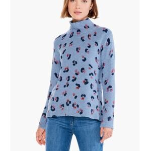 Nic + Zoe Women's Blue Multi Cozy Up Tracks Turtleneck Sweater Size M